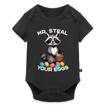 Eier Dieb Lustiges Waschbären Osterdesign - Baby Premium Kurzarmbody - Schwarz - Vorne