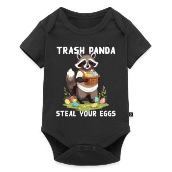 Lustiger Waschbär Spruch Niedliches Osterdesign - Baby Premium Kurzarmbody - Schwarz - Vorne