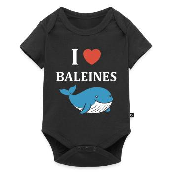 Baleines bleu Amour baleine - Body à manches courtes Premium Bébé - noir - Devant
