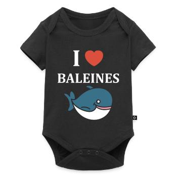 Baleines bleu Amour baleine - Body à manches courtes Premium Bébé - noir - Devant