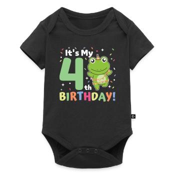 Frog for 4th birthday children four years old - Baby Premium short-sleeve bodysuit - black - Front