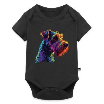 Aquarelle colorée Airedale Terrier - Body à manches courtes Premium Bébé - noir - Devant