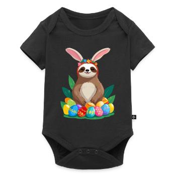 Drôle de paresseux lapin de Pâques emblématique Pâques - Body à manches courtes Premium Bébé - noir - Devant
