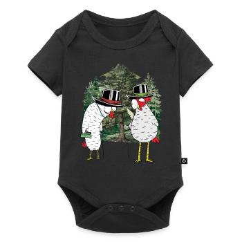 Grands-parents Grand-mère Grand-père Poulet Forêt Randonnée Nature - Body à manches courtes Premium Bébé - noir - Devant