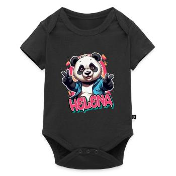 HELENA - Beautiful Girl Name with Cool Panda - Baby Premium short-sleeve bodysuit - black - Front