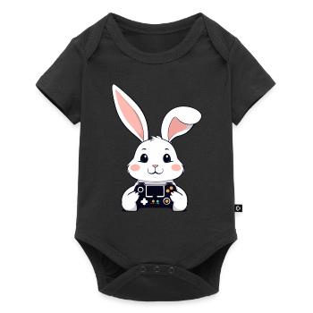 Lapin de Pâques Gamer et jeu de Pâques emblématique - Body à manches courtes Premium Bébé - noir - Devant