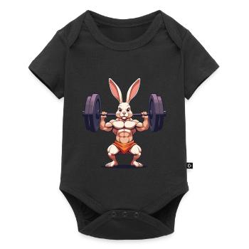 Easter Bunny Body Building Animal Funny Workout - Baby Premium short-sleeve bodysuit - black - Front