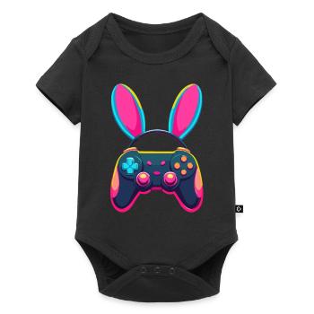 Lapin de Pâques Gamer & Gaming Streetwear Iconique - Body à manches courtes Premium Bébé - noir - Devant
