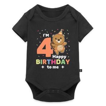 Beaver for 4th birthday children four years old - Baby Premium short-sleeve bodysuit - black - Front
