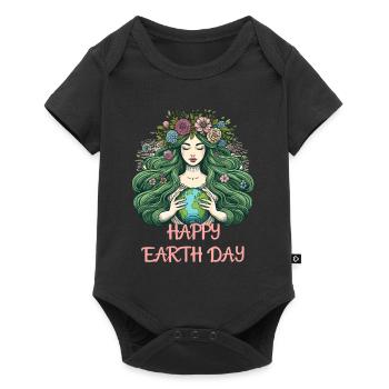 Mother Earth Happy Earth Day Nature Environment Flowers - Baby Premium short-sleeve bodysuit - black - Front
