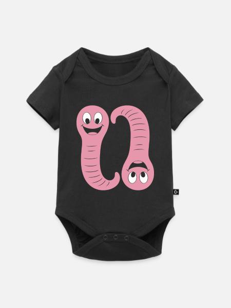 Regenwurm - Baby Premium Kurzarmbody - Schwarz