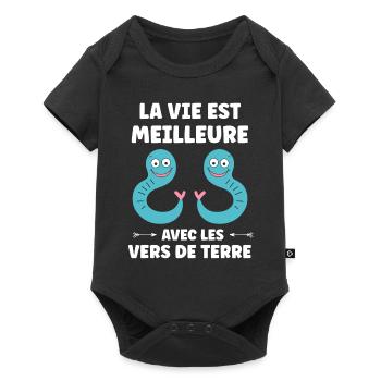 Humour ver de terre - Body à manches courtes Premium Bébé - noir - Devant