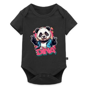 DINA - Beau nom de fille avec Panda cool - Body à manches courtes Premium Bébé - noir - Devant