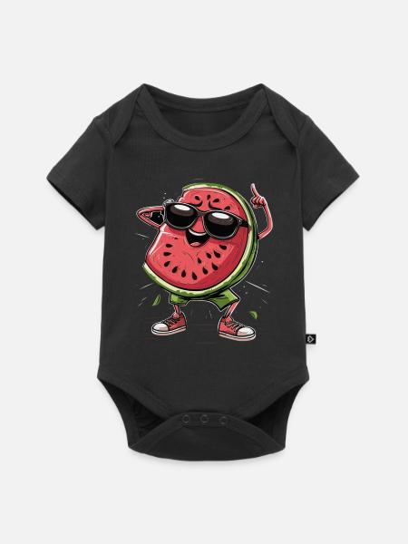 Wassermelone - Baby Premium Kurzarmbody - Schwarz