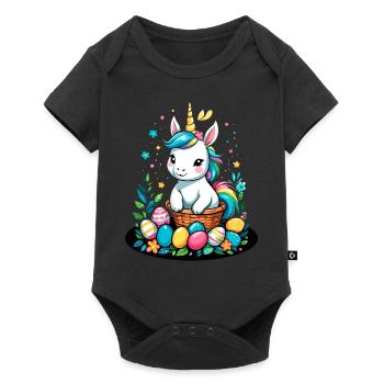 Funny Unicorn Easter Bunny Cute Easter Unicorn - Baby Premium short-sleeve bodysuit - black - Front