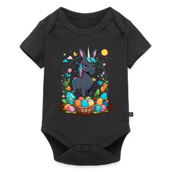 Funny Unicorn Easter Bunny Cute Easter Unicorn - Baby Premium short-sleeve bodysuit - black - Front