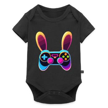Lapin de Pâques Gamer Jeux de Pâques emblématiques - Body à manches courtes Premium Bébé - noir - Devant