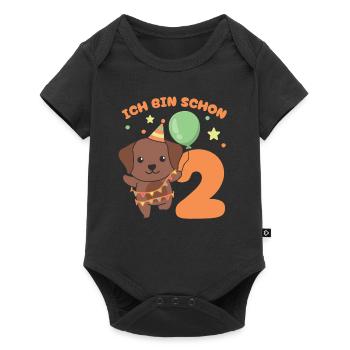 Ich bin schon 2 Hunde Geburtstags Kinder - Baby Premium Kurzarmbody - Schwarz - Vorne