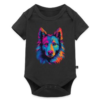 Aquarelle coloré chien de berger belge - Body à manches courtes Premium Bébé - noir - Devant