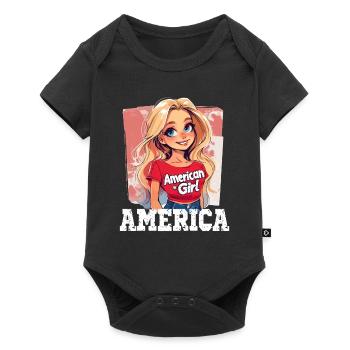 Patriotisches Amerikanisches Mädchen USA für - Baby Premium Kurzarmbody - Schwarz - Vorne
