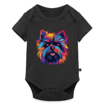 Aquarelle colorée Affenpinscher - Body à manches courtes Premium Bébé - noir - Devant
