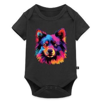 Aquarelle colorée Schipperke - Body à manches courtes Premium Bébé - noir - Devant