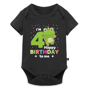 Frog for 4th birthday children four years old - Baby Premium short-sleeve bodysuit - black - Front