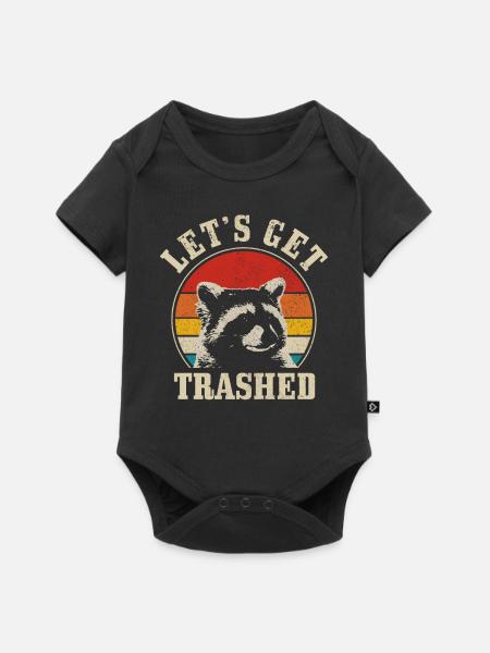Waschbär Lustig Geschenk - Baby Premium Kurzarmbody - Schwarz