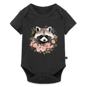 Raccoon Floral Vintage Funny Gift - Baby Premium short-sleeve bodysuit - black - Front