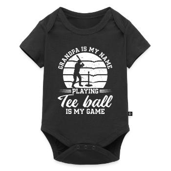 Grand-père, c’est mon nom, je joue au tee-ball, c’est mon jeu - Body à manches courtes Premium Bébé - noir - Devant