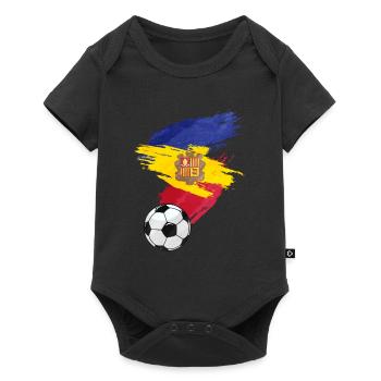 Andorre Soccer Football Drapeau - Body à manches courtes Premium Bébé - noir - Devant