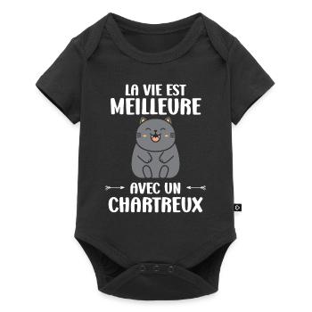 Humour chat chartreux - Body à manches courtes Premium Bébé - noir - Devant