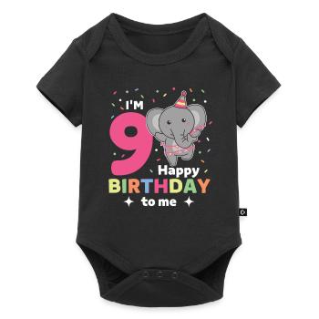 Eléphant pour les enfants de 9 ans de neuf ans - Body à manches courtes Premium Bébé - noir - Devant
