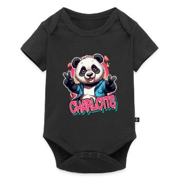 CHARLOTTE - Beau prénom de fille avec panda cool - Body à manches courtes Premium Bébé - noir - Devant