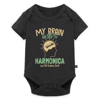My Brain is 95% Harmonica Harmonicist Mouth Harp - Baby Premium short-sleeve bodysuit - black - Front