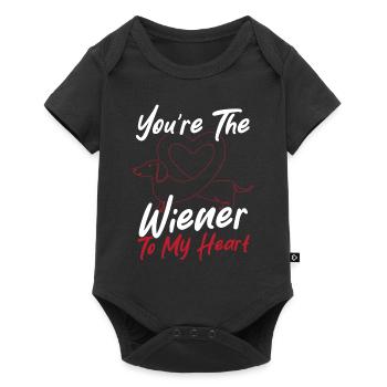 Hearts Long Dog Wiener Dog - Baby Premium short-sleeve bodysuit - black - Front