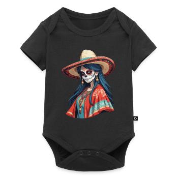 Fille mexicaine emblématique Sugar Skull - Body à manches courtes Premium Bébé - noir - Devant