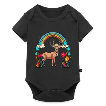 Deer, Nature, Wildlife, Fairytale, Child, Rainbow - Baby Premium short-sleeve bodysuit - black - Front