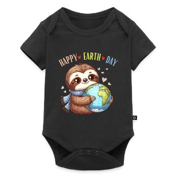 Happy Earth Day Sloth World Globe Heart Nature - Baby Premium short-sleeve bodysuit - black - Front