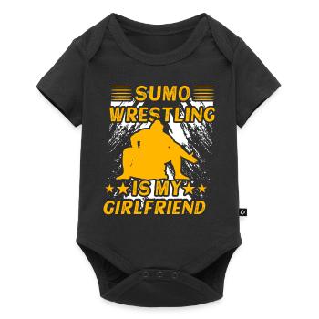 La lutte de sumo est ma petite amie - Body à manches courtes Premium Bébé - noir - Devant