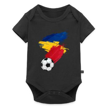 Roumanie Football Football Drapeau - Body à manches courtes Premium Bébé - noir - Devant