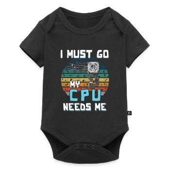 I Must Go My Cpu Needs Me - Baby Premium Kurzarmbody - Schwarz - Vorne