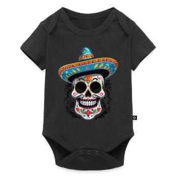 Streetwear mexicain emblématique Sugar Skull - Body à manches courtes Premium Bébé - noir - Devant