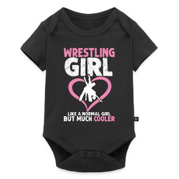 Wrestling Girl comme une fille normale mais beaucoup plus cool - Body à manches courtes Premium Bébé - noir - Devant