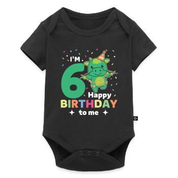 Drache zum 6. Geburtstag Kinder sechs Jahre alt - Baby Premium Kurzarmbody - Schwarz - Vorne