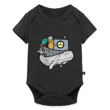 Gens De Mer, Poisson, Bateau, Animaux Marins, Pêcheur, Ahoy, Lac - Body à manches courtes Premium Bébé - noir - Devant