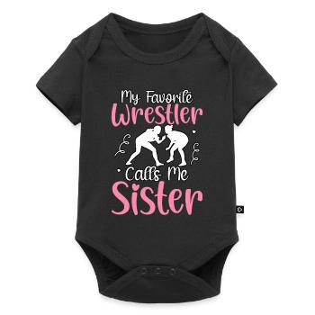 Mon lutteur préféré m’appelle Sister - Body à manches courtes Premium Bébé - noir - Devant