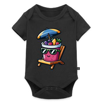 Sonnige Smoothie Bowl Entspannung - Baby Premium Kurzarmbody - Schwarz - Vorne