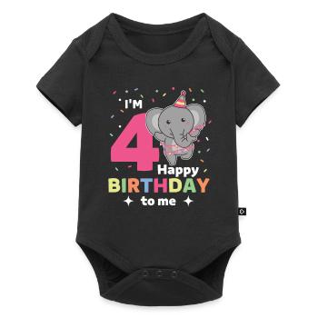 Elephant for 4th birthday children four years old - Baby Premium short-sleeve bodysuit - black - Front