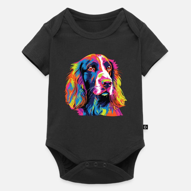 Aquarelle colorée Welsh Springer Spaniel - Body à manches courtes Premium Bébé - noir
